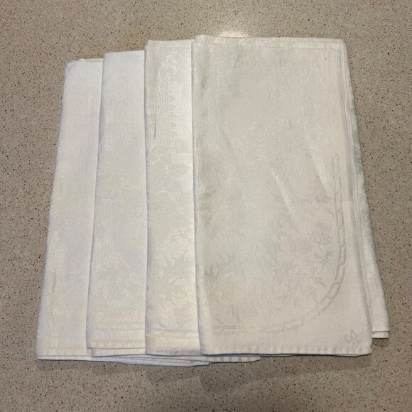 Vintage Damask Napkins English Rose Irish Shamrock Scottish Thistle Set Of 4 - Picture 1 of 10